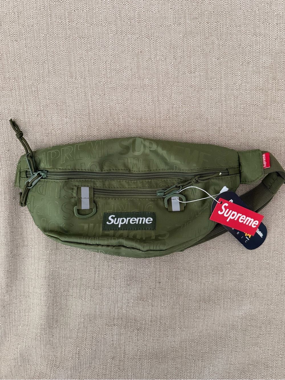 Supreme Olive Green Tonal Logo Cordura Waist Bag NWT